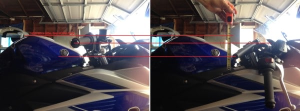 Yamaha R3 clipon height comparison stock oem vs vortex