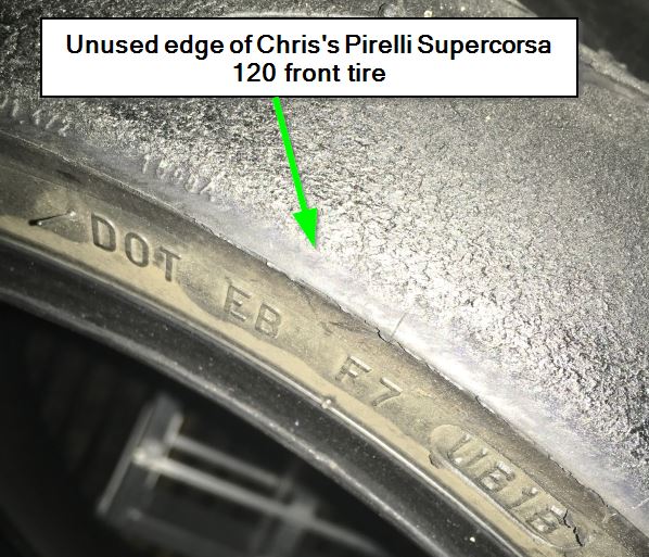 unused edge of Pirelli Supercorsa 120 front - Chris Woods cropped