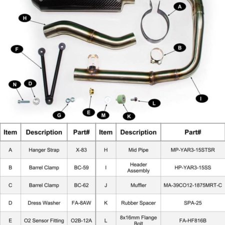 M4 Stainless Steel Full System Exhaust with Carbon Fiber Muffler -PARTS