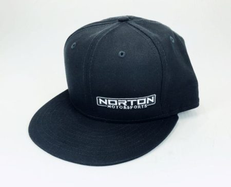 Norton Motorsports Black Off-Center Front Flat Bill Snap-Back Hat