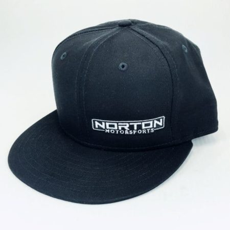 Norton Motorsports Black Off-Center Front Flat Bill Snap-Back Hat