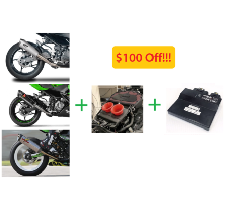 Full Exhaust, Norton/Ninja400R Velocity Stacks and ECU Flash Package Deal – Kawasaki Ninja 400 / Z400