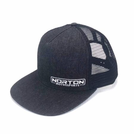 Norton Motorsports Black Denim Mesh Back Trucker Hat Snap Back