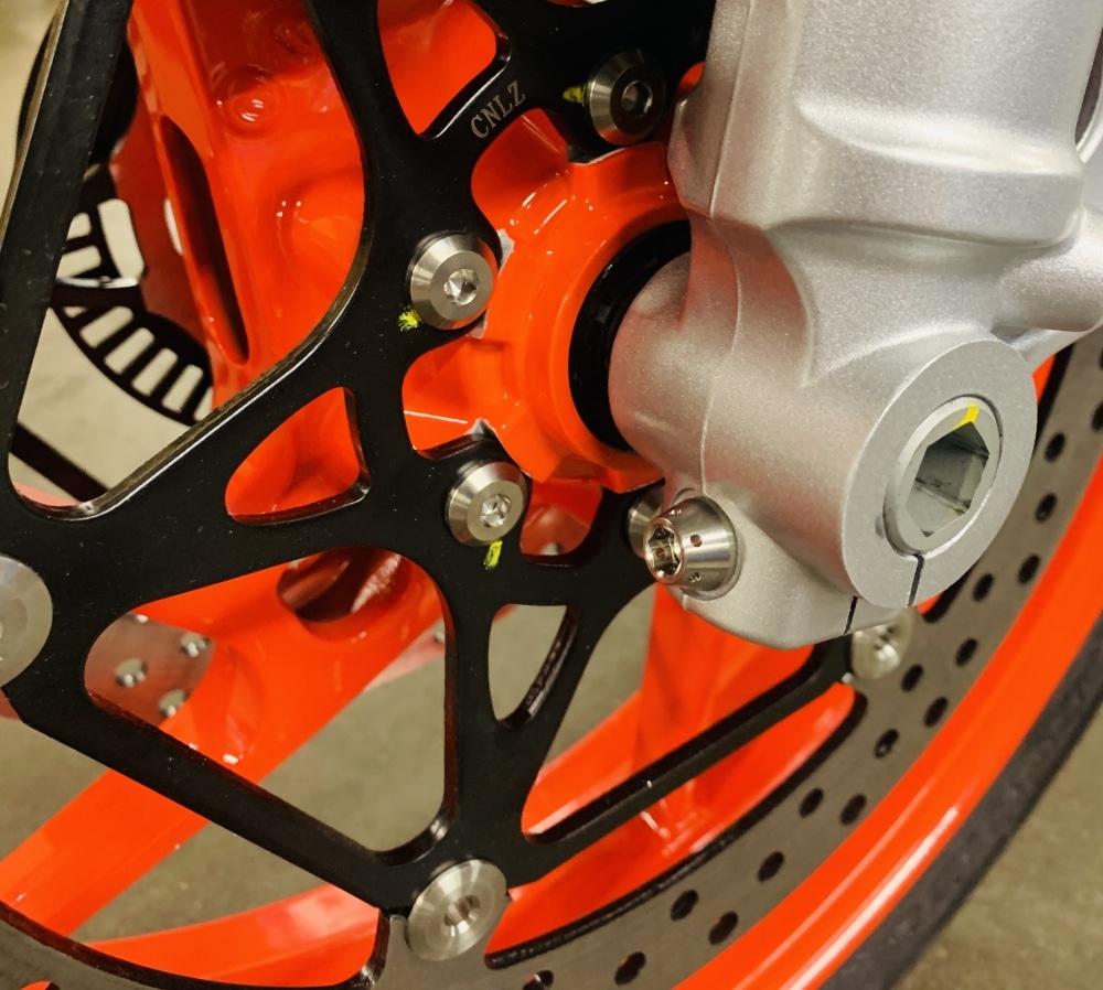 thumbnail image 2 of Yamaha R6 Titanium Drilled Rear Axle Nut – 99 On Ti Hex Head Spindle – Racefasteners Prolite – 90185-24007-00 2 of 5