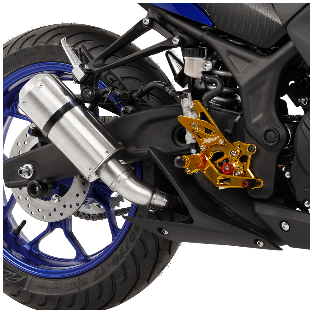 2X(Modifizierte Auspuff Halterung für Motorrad Pedal für MT-03 YZF R25 R